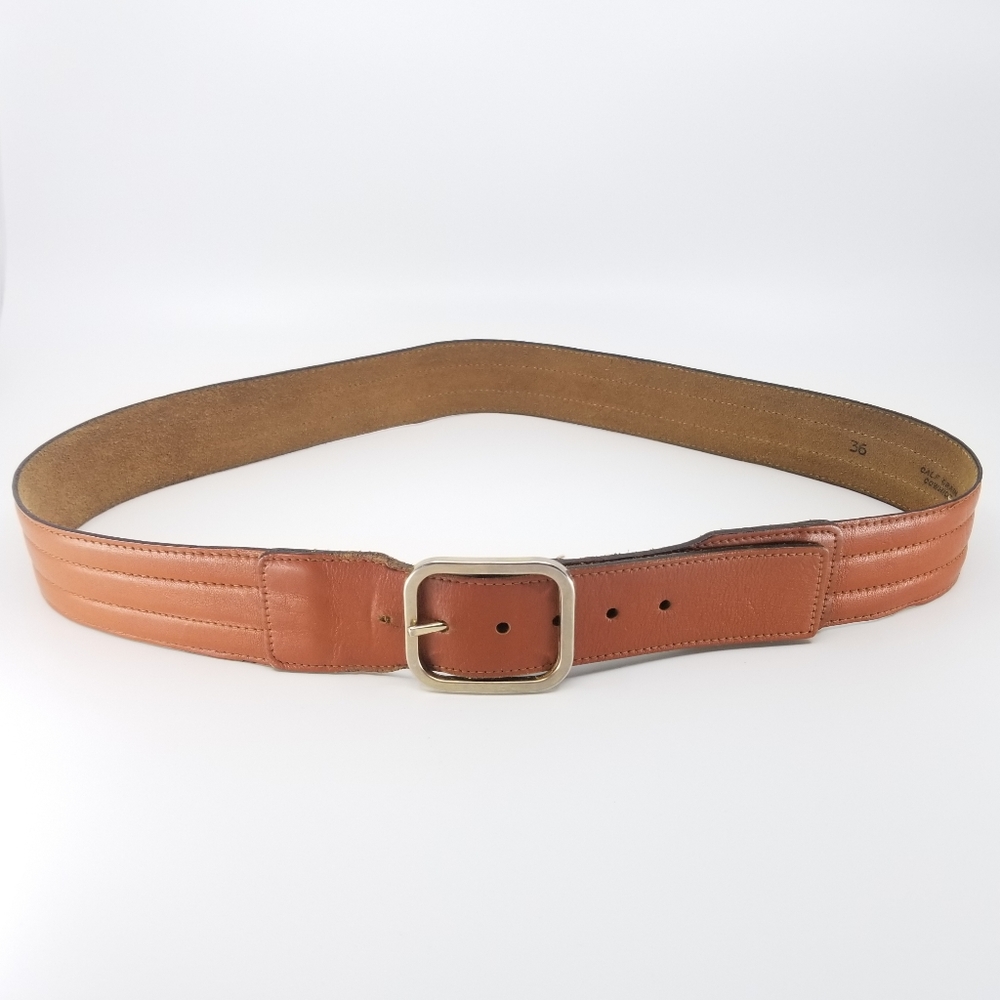 Vintage Brown Calf Grain Cowhide Leather Belt